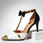 Emilia - Bow Detail T-Strap Pointed Toe Heels