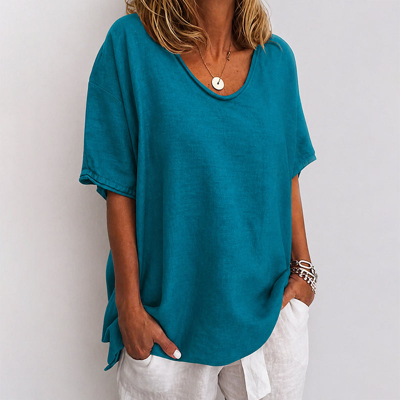 Emily - Women’s Oversized Scoop Neck Blouse
