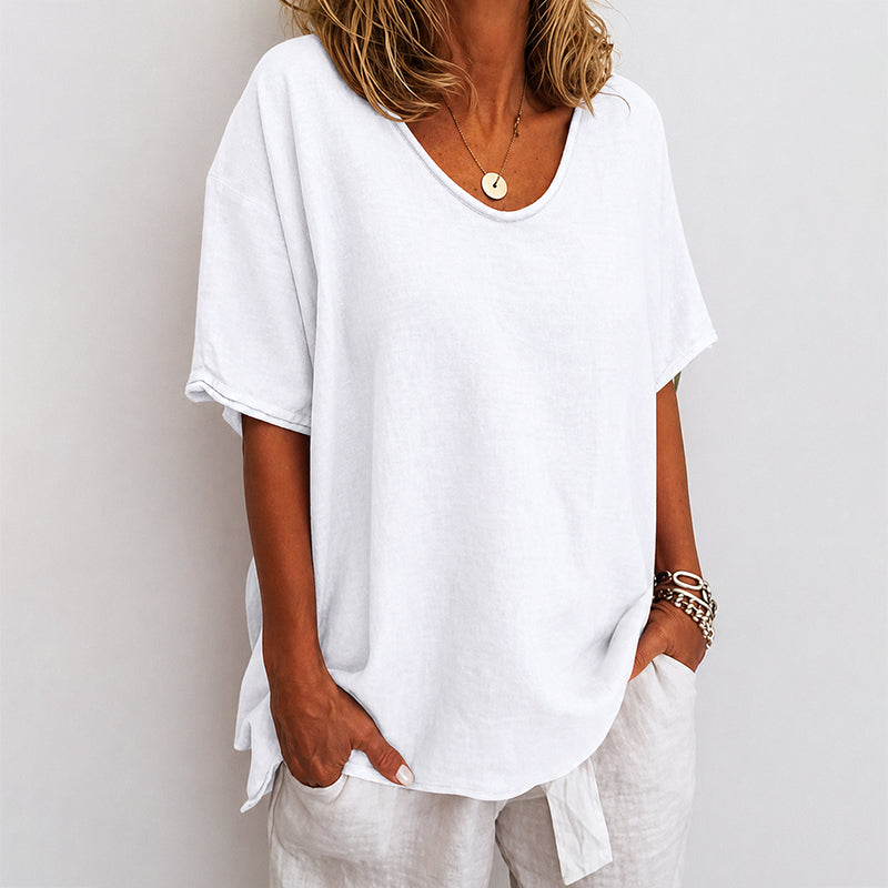 Emily - Women’s Oversized Scoop Neck Blouse