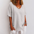 Emily - Women’s Oversized Scoop Neck Blouse
