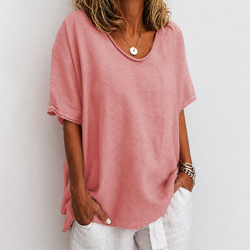 Emily - Women’s Oversized Scoop Neck Blouse