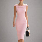Estelle - Women's Elegant Off-Shoulder Midi Dress