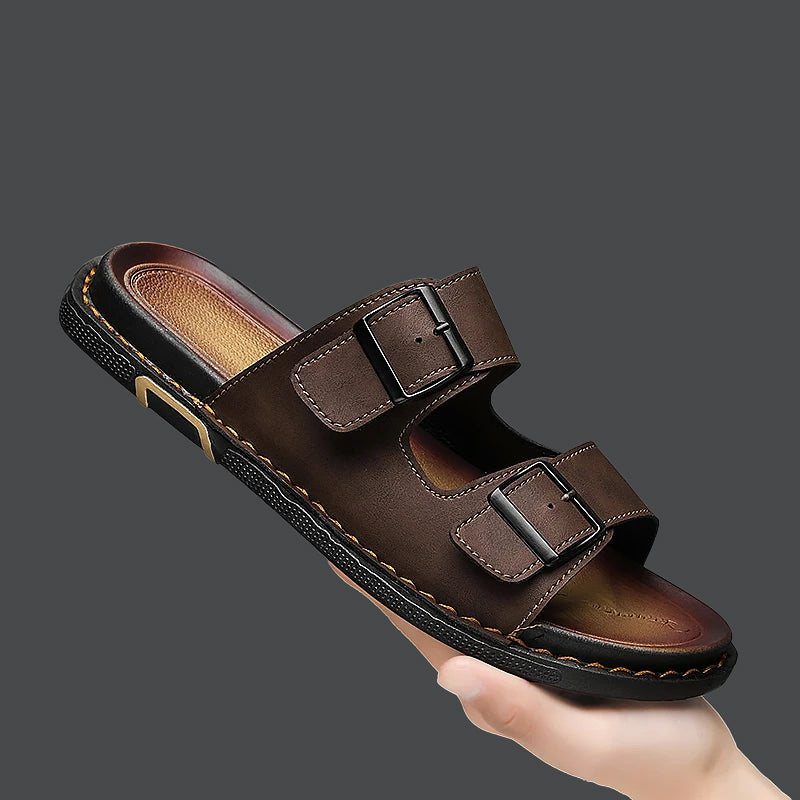 Ethan - Men’s Double Buckle Slide Sandals