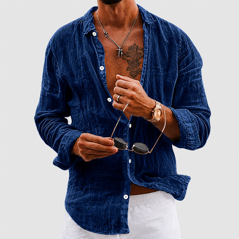 Ethan - Men's Lightweight Cotton Button-Up Shirt
