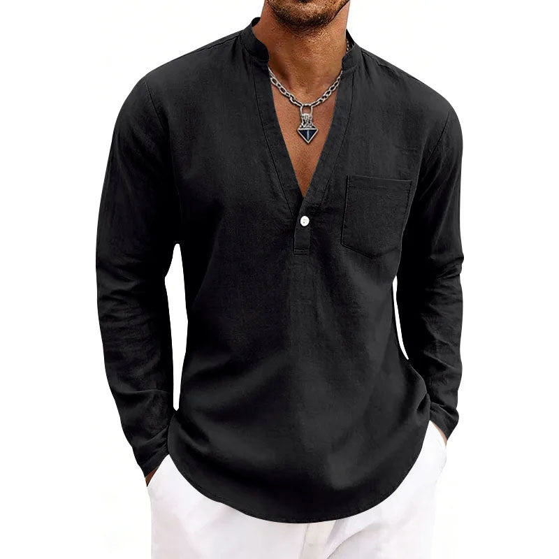 Ethan - Men's Casual V-Neck Long Sleeve Pullover Shirt