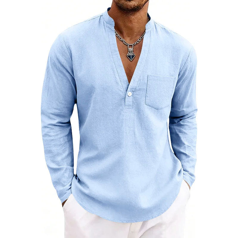 Ethan - Men's Casual V-Neck Long Sleeve Pullover Shirt