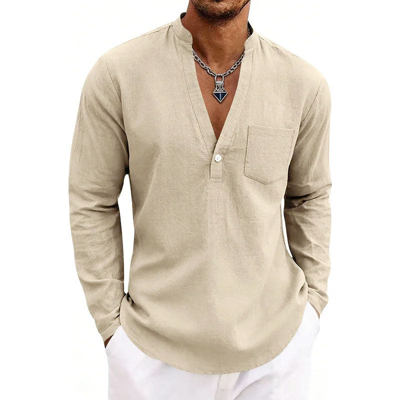 Ethan - Men's Casual V-Neck Long Sleeve Pullover Shirt