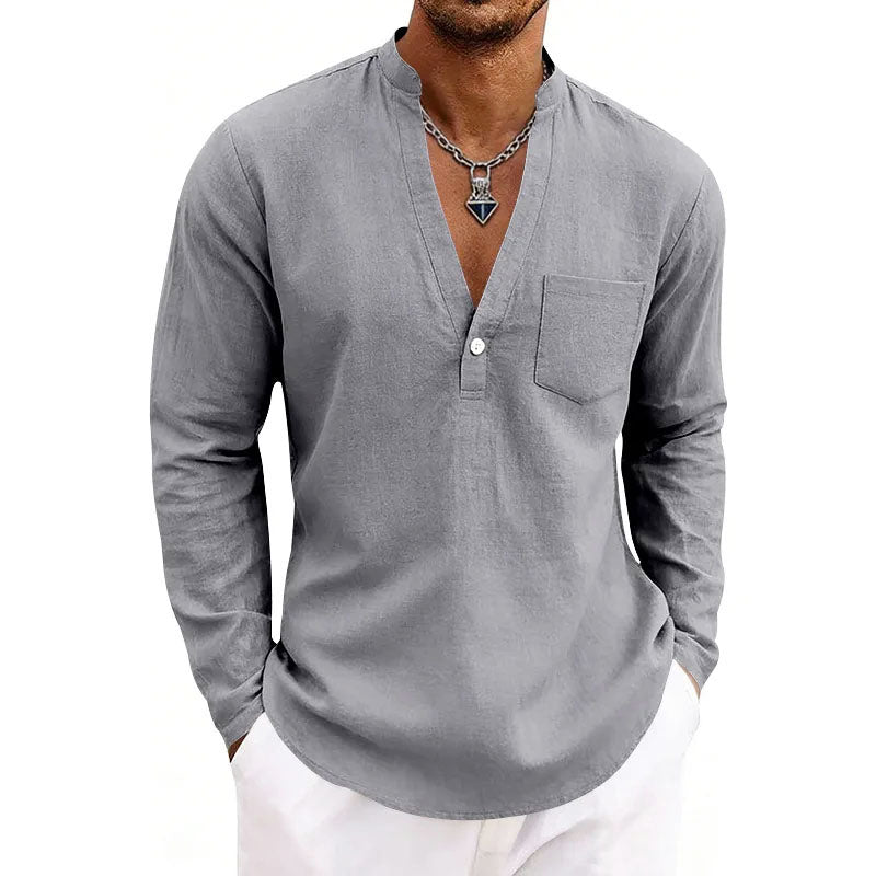 Ethan - Men's Casual V-Neck Long Sleeve Pullover Shirt