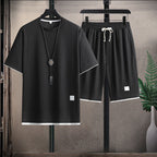 Evan - Men's Waffle Texture T-Shirt And Shorts Set