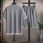 Evan - Men's Waffle Texture T-Shirt And Shorts Set