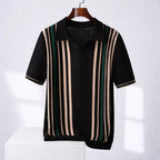 Gavin - Men’s Striped Knit Polo Short Sleeve Shirt