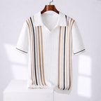 Gavin - Men’s Striped Knit Polo Short Sleeve Shirt