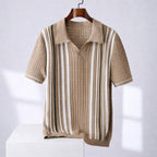 Gavin - Men’s Striped Knit Polo Short Sleeve Shirt