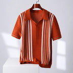 Gavin - Men’s Striped Knit Polo Short Sleeve Shirt