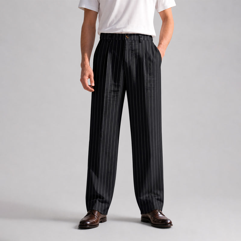 George - Men’s Classic Pinstripe Wide-Leg Trousers