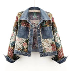Gianna - Women’s Patchwork Floral Denim Coat