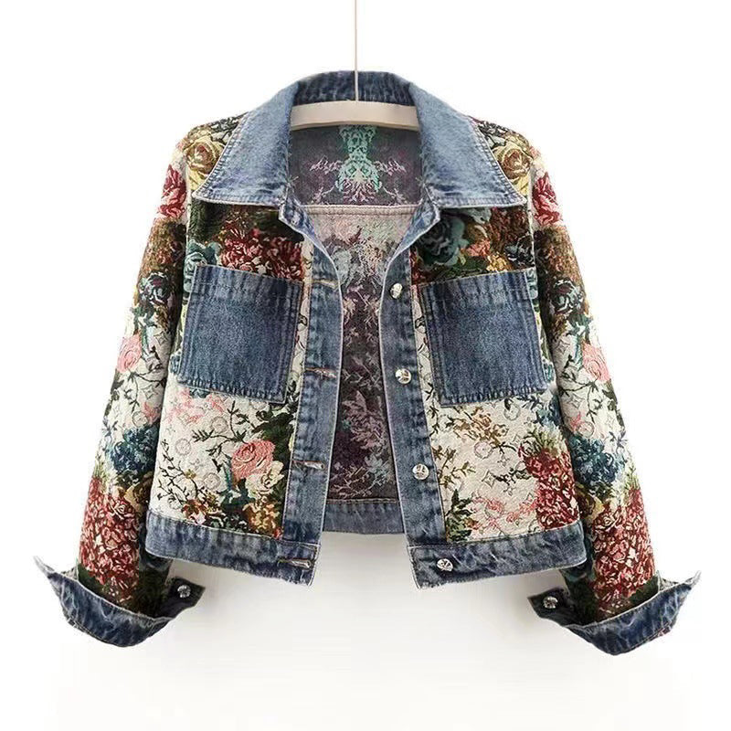 Gianna - Women’s Patchwork Floral Denim Coat