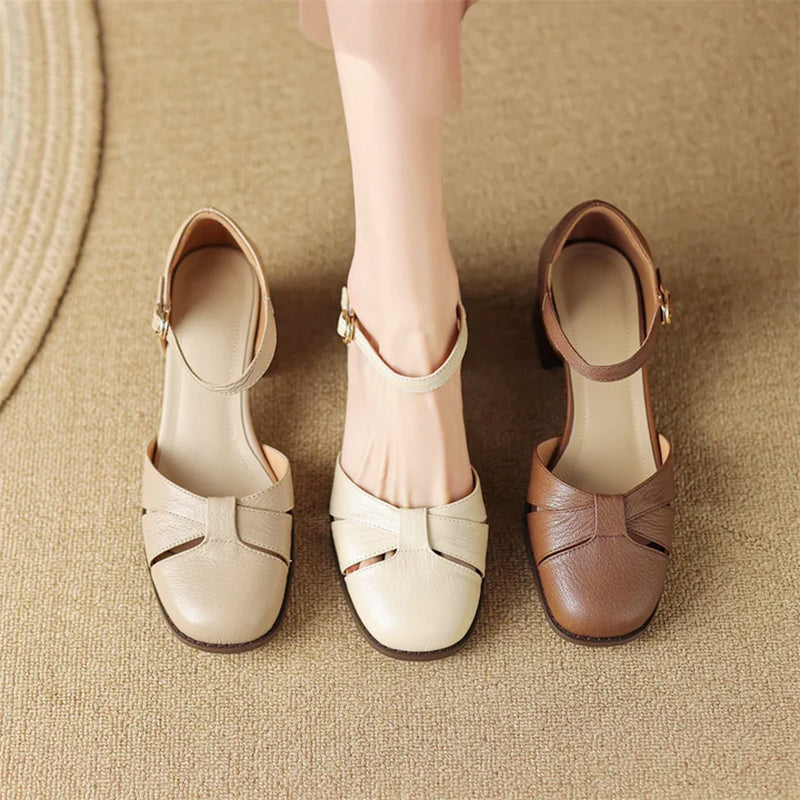 Grace - Women's Braided Strap Mary Jane Low Heel Shoes