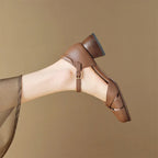Grace - Women's Braided Strap Mary Jane Low Heel Shoes