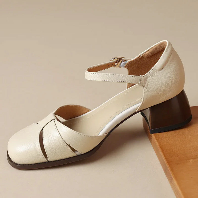 Grace - Women's Braided Strap Mary Jane Low Heel Shoes