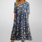 Grace - Women's Floral Print Loose Fit Midi Dress