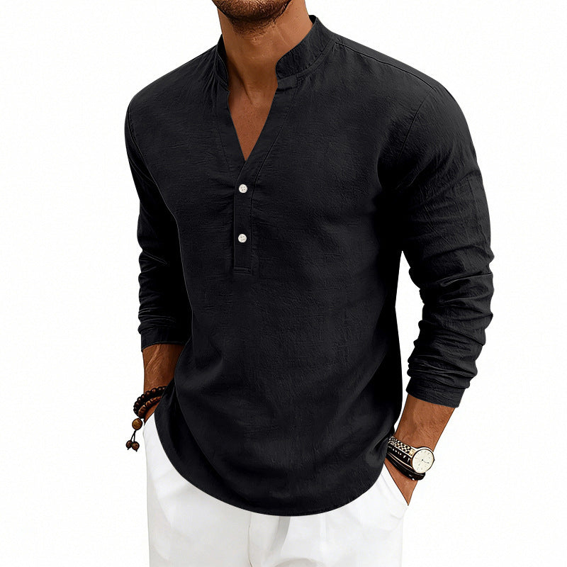 Harry - Men’s Casual Henley Stand Collar Shirt
