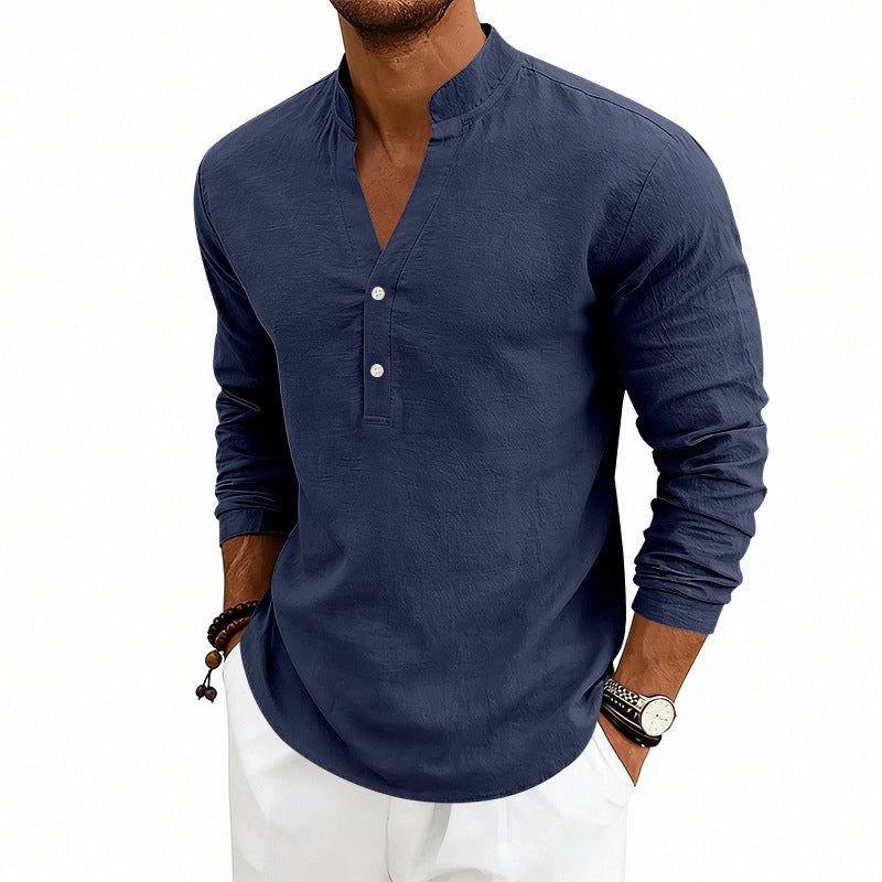 Harry - Men’s Casual Henley Stand Collar Shirt