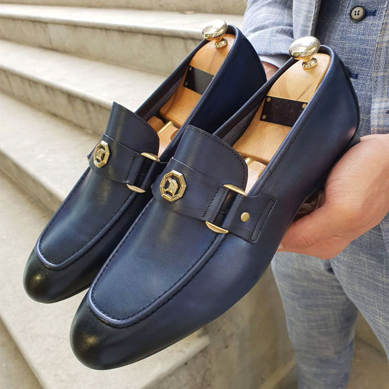 Henry - Men's Classic Leather Strap Dress Loafers