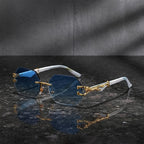 Hexagonal Frame Sunglasses with Gold Accents