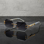 Hexagonal Frame Sunglasses with Gold Accents