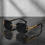 Hexagonal Frame Sunglasses with Gold Accents