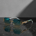 Hexagonal Frame Sunglasses with Gold Accents