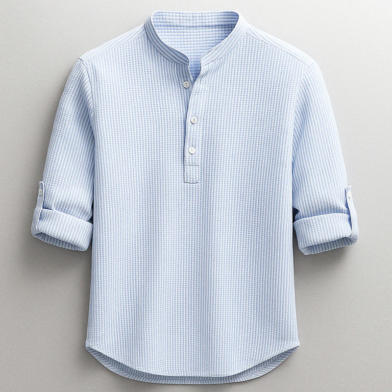 Jace - Men’s Textured Long Sleeve Henley Shirt