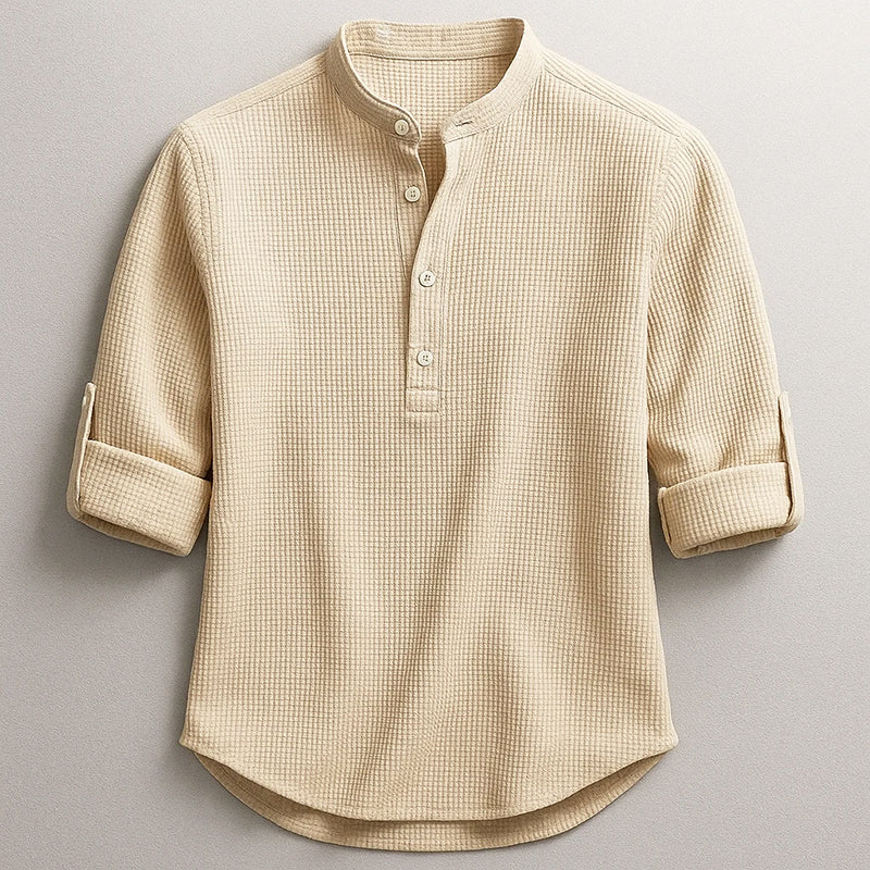 Jace - Men’s Textured Long Sleeve Henley Shirt