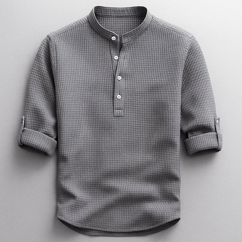 Jace - Men’s Textured Long Sleeve Henley Shirt
