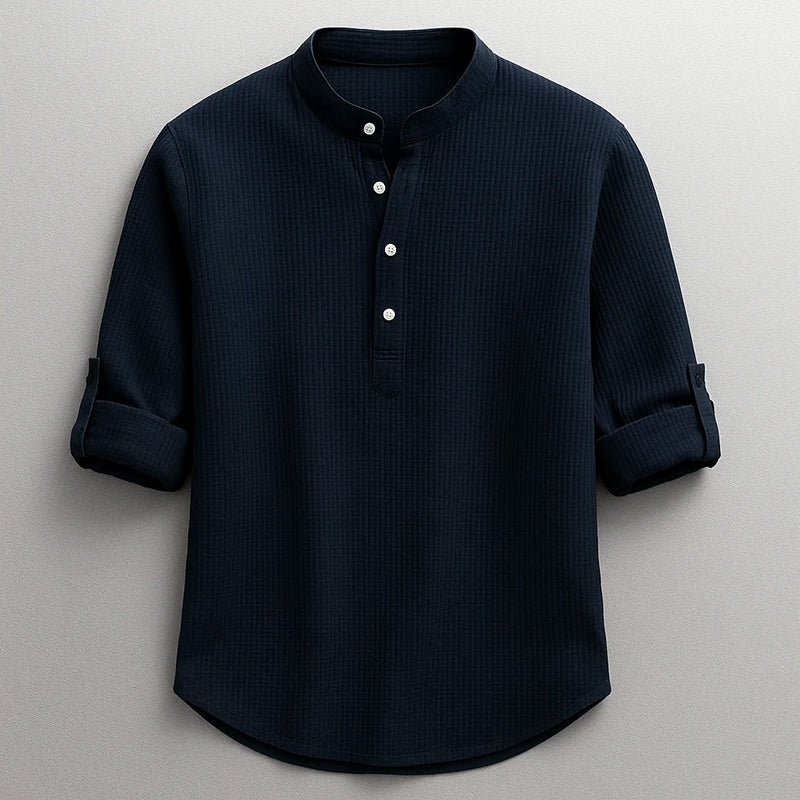 Jace - Men’s Textured Long Sleeve Henley Shirt