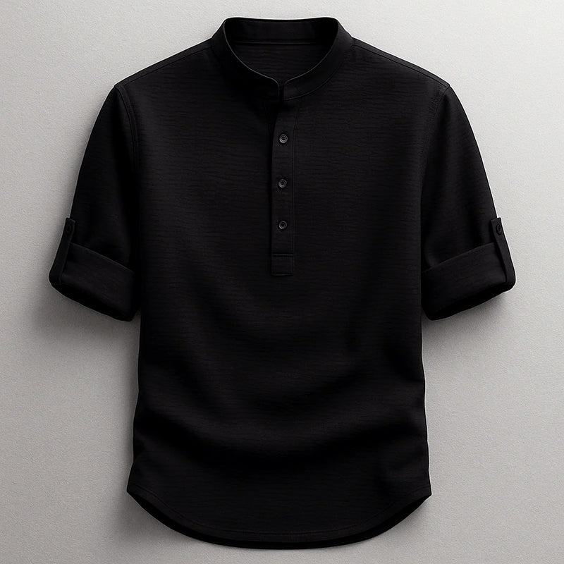 Jace - Men’s Textured Long Sleeve Henley Shirt