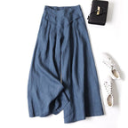 Jade - Women's Linen Wide-Leg Pants with Elastic Waist