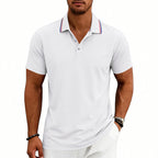 Jeffrey - Men's Contrast-Trim Collar Polo Shirt