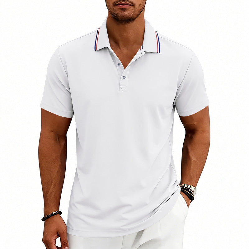 Jeffrey - Men's Contrast-Trim Collar Polo Shirt