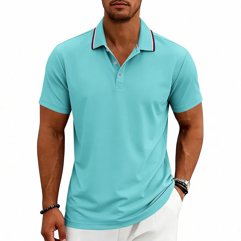 Jeffrey - Men's Contrast-Trim Collar Polo Shirt