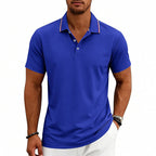 Jeffrey - Men's Contrast-Trim Collar Polo Shirt