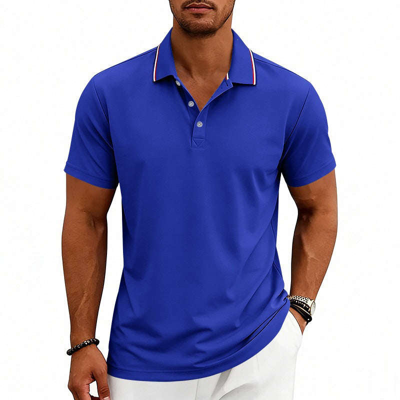 Jeffrey - Men's Contrast-Trim Collar Polo Shirt