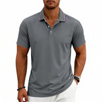 Jeffrey - Men's Contrast-Trim Collar Polo Shirt