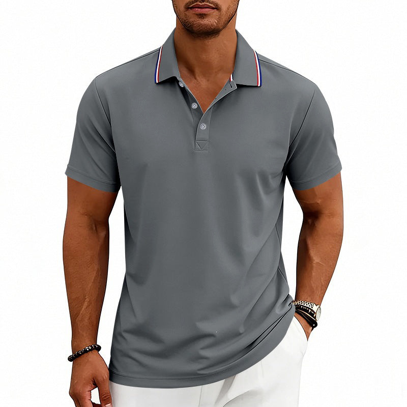 Jeffrey - Men's Contrast-Trim Collar Polo Shirt