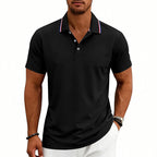 Jeffrey - Men's Contrast-Trim Collar Polo Shirt