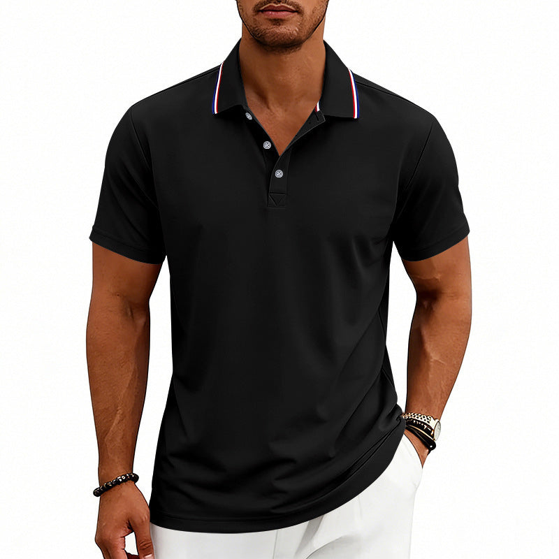Jeffrey - Men's Contrast-Trim Collar Polo Shirt
