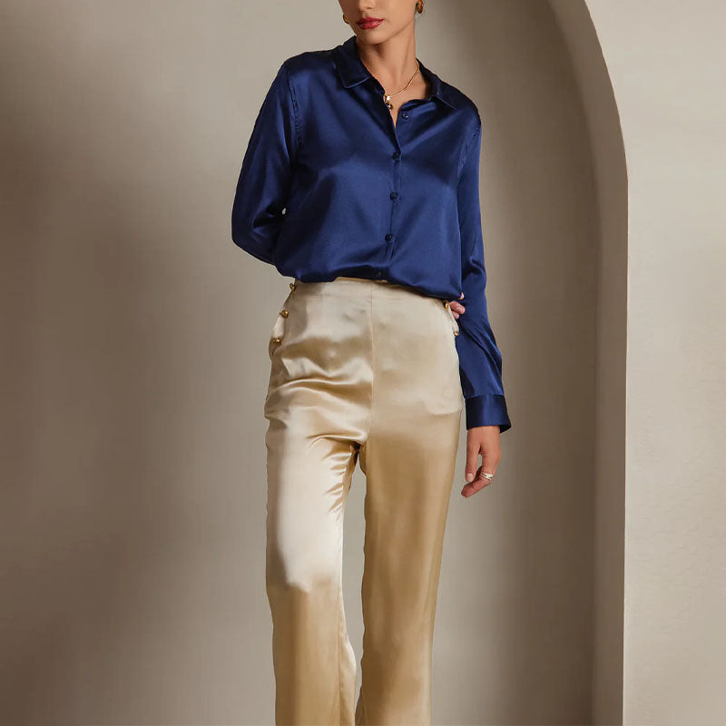 Jordyn - Women’s Sophisticated Button-Up Satin Top