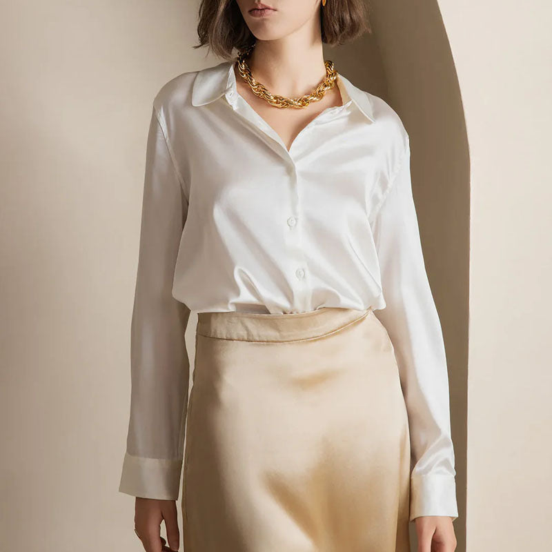 Jordyn - Women’s Sophisticated Button-Up Satin Top