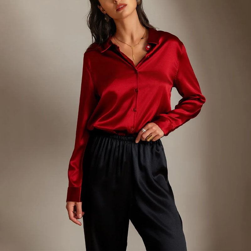 Jordyn - Women’s Sophisticated Button-Up Satin Top